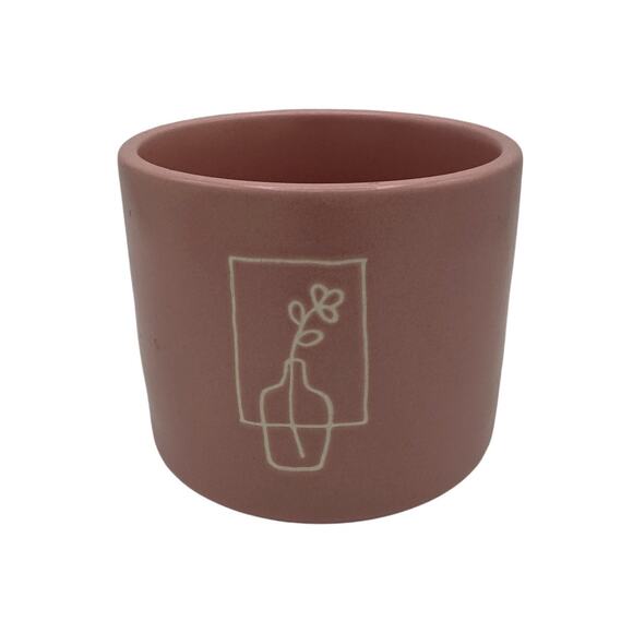Rae Dunn RELAX AND GROW Flower & Vase Image on Back Pink Planter. 3.5” - Picture 2 of 7